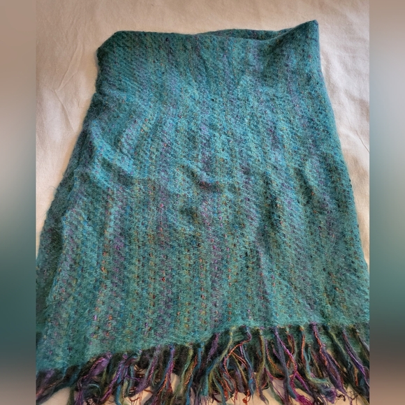 Vintage Churchill Weavers Handwoven Wool Turquoise, Purple Throw - Picture 2 of 6